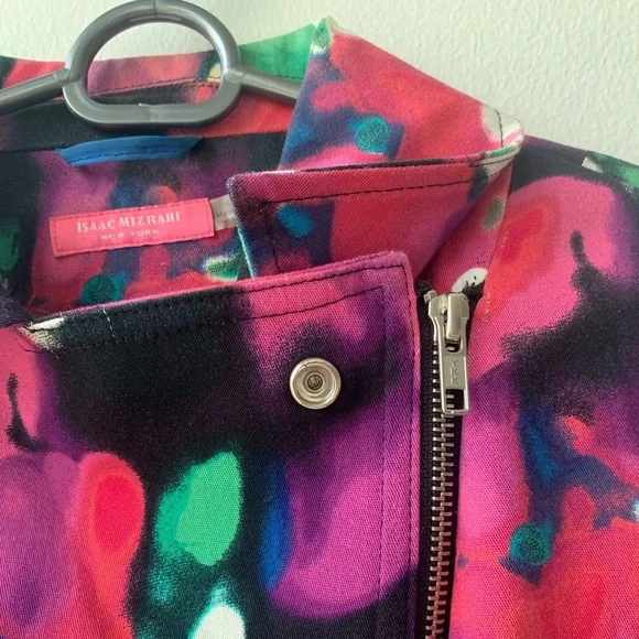 Issac Mizrahi Women’s Floral Moto Style Short Jacket Size 6 (Small) - Picture 5 of 8